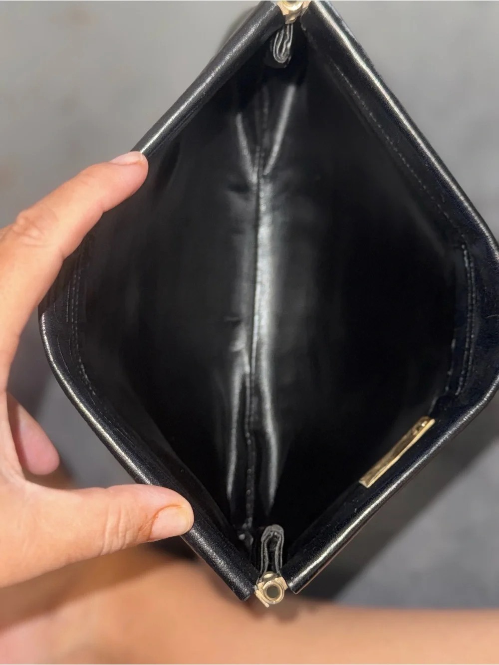 Vintage Mario Valentino Black Embossed Leather V-Logo Clutch